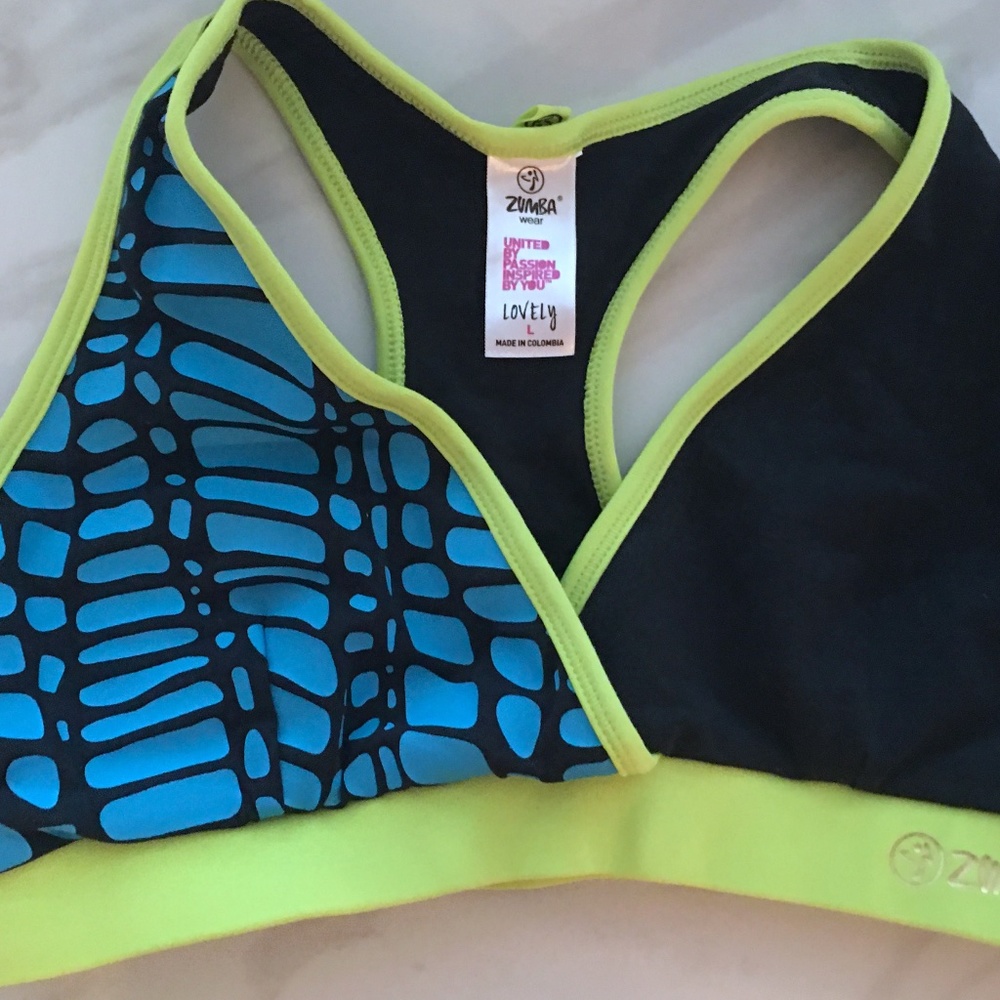 Zumba Black, Blue, Green V-Neck Bra